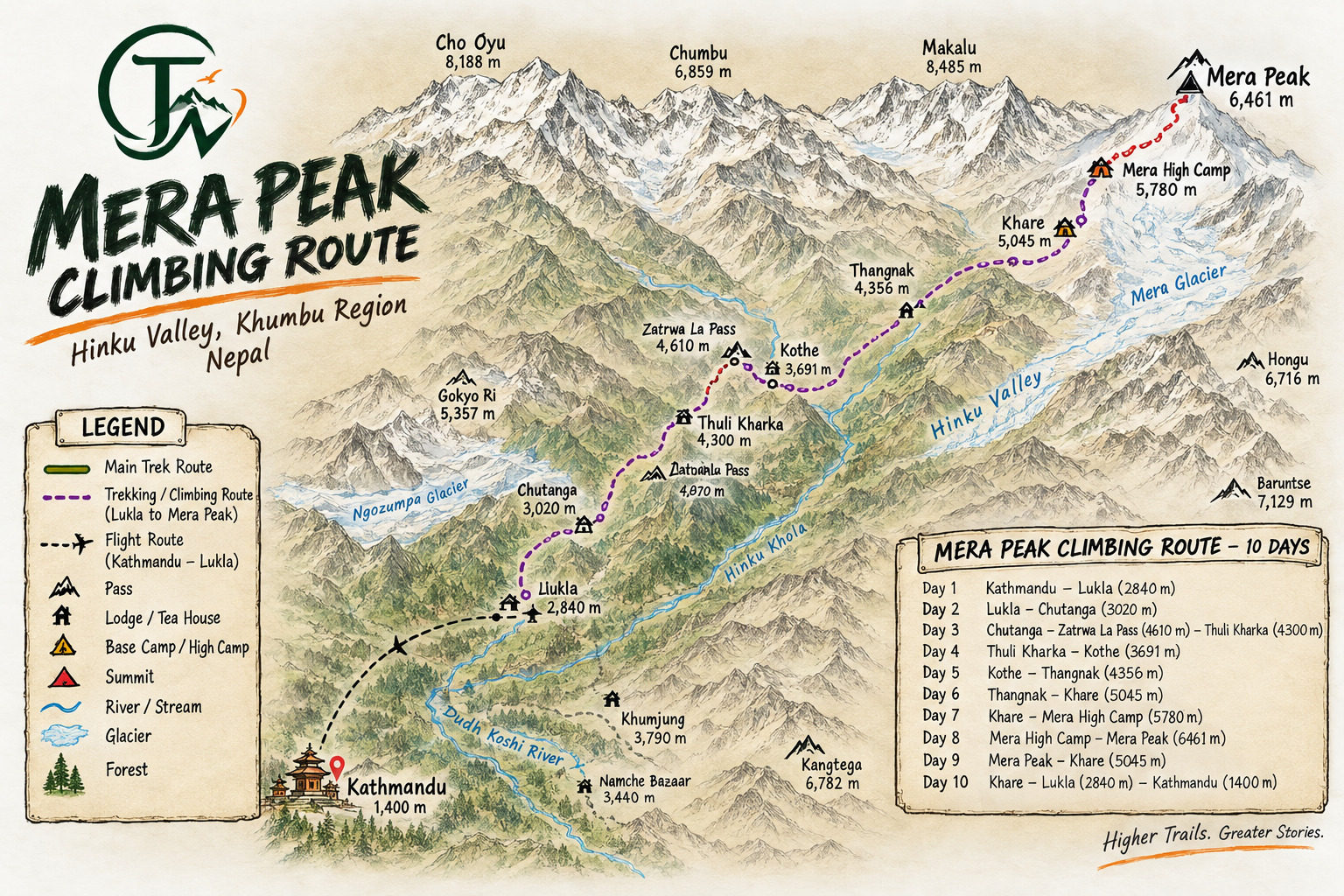 Mera Peak climbing  — route map